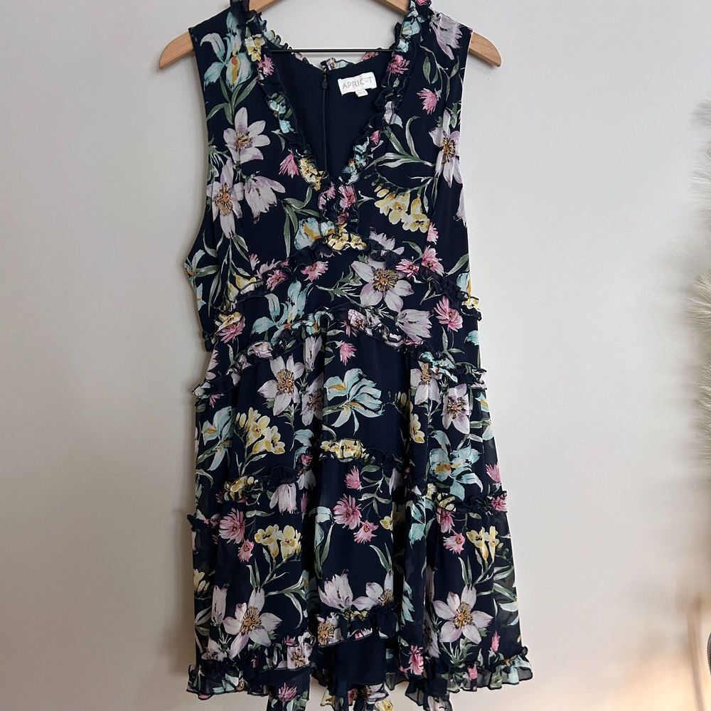 Apricot Floral Tiered Ruffle Dress